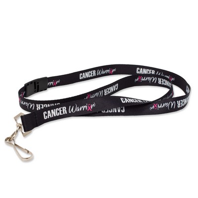 5/8" Black Pre-printed Cancer Warrior Lanyards