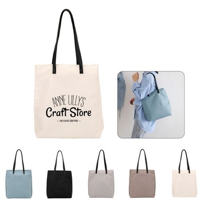 Canvas Tote Bag with Leather Handles