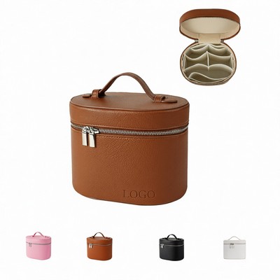 PU Leather Cosmetic Organizer Bag with Handle