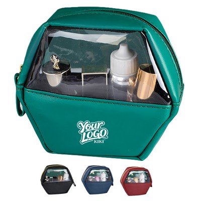 Hexagonal PU Makeup Bag